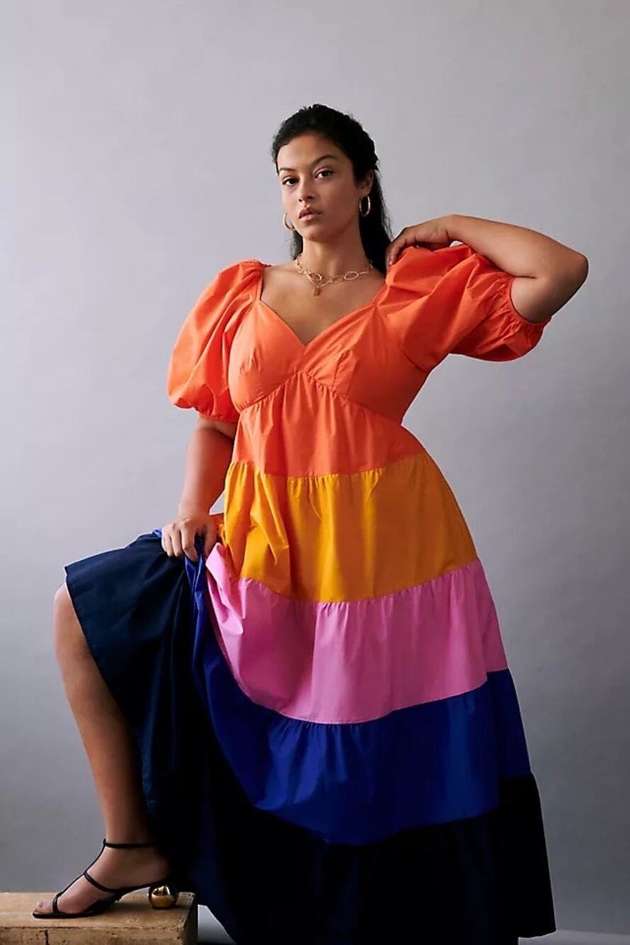 Farm Rio Tiered Colorblocked Maxi Dress NWT 3X Plus
